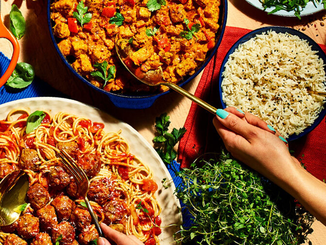 A range of foods made with mycoprotein